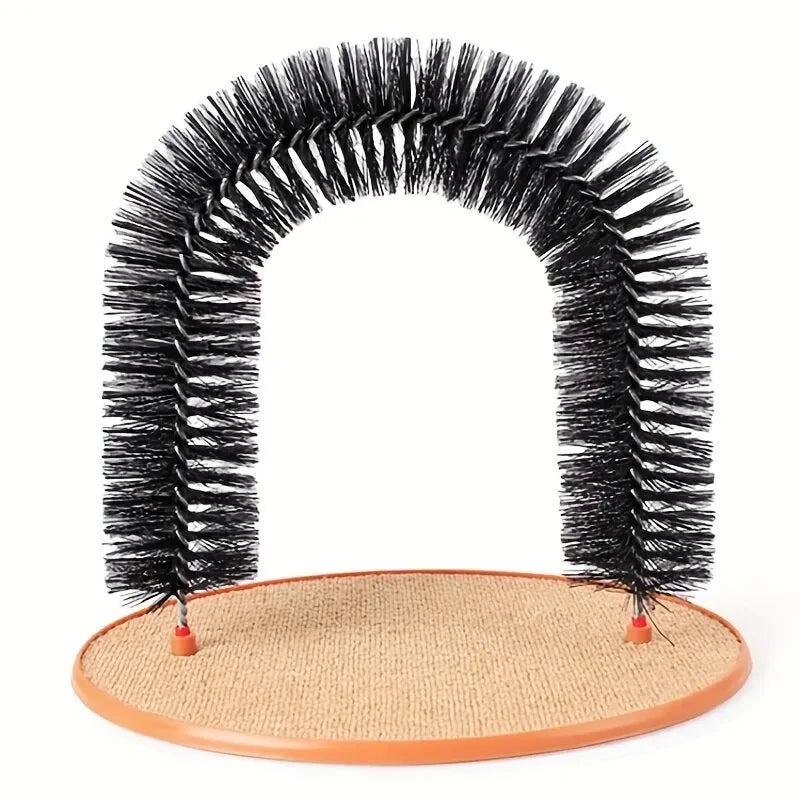 Arc de toilettage interactif pour chat – Brosse à friction & tampon à gratter