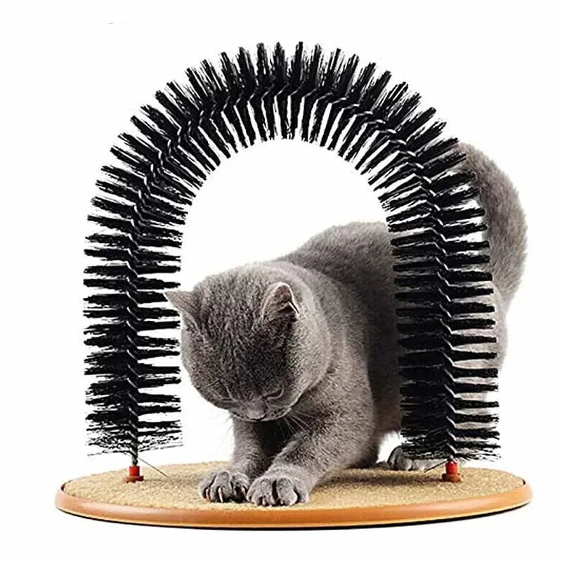 Arc de toilettage interactif pour chat – Brosse à friction & tampon à gratter