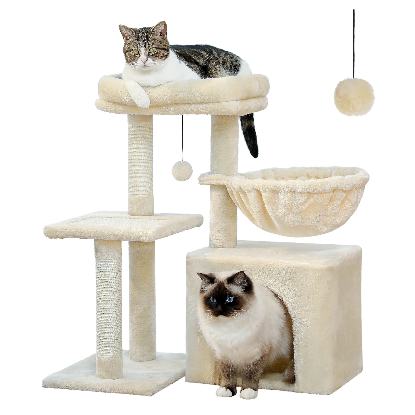 Arbre à chat gris pour intérieur – Tour d’activité avec hamac & griffoirs