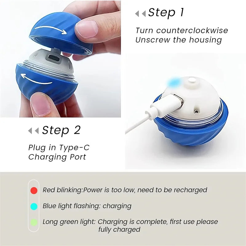Balle électronique interactive USB – Jouet rebondissant pour chat & chiot