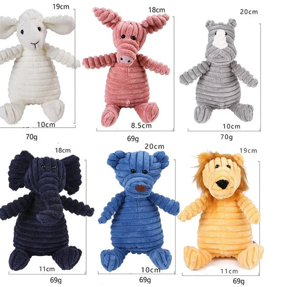 Jouet peluche velours côtelé chien – Résistant, sonore & amusant