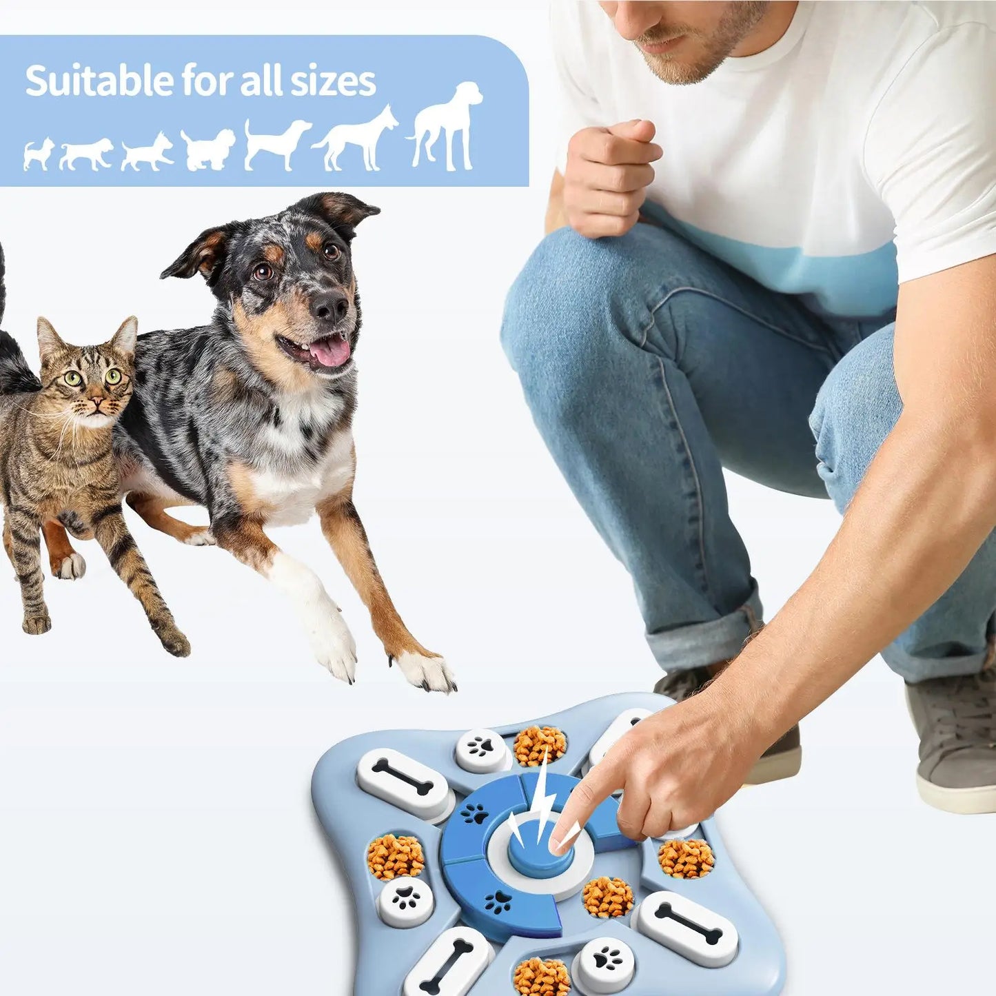 Mangeoire lente puzzle chien & chat – Jouet interactif  & anti glouton