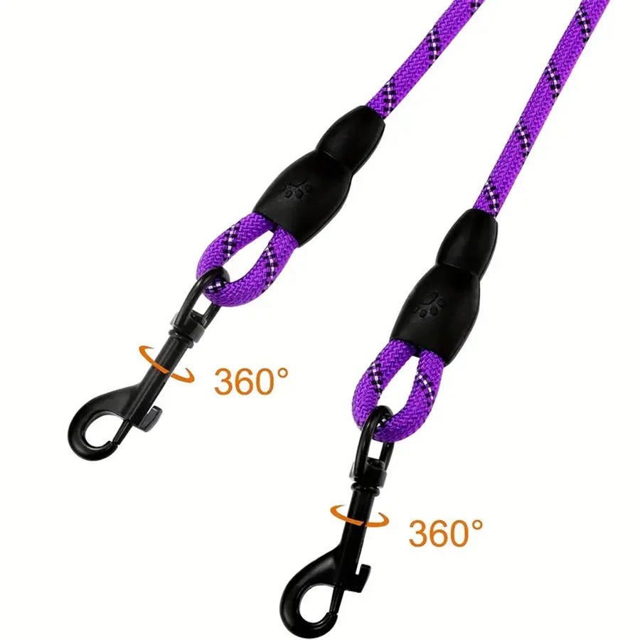 Laisse double pivotante 360° pour chien – Anti enchevêtrement & promenade sûre