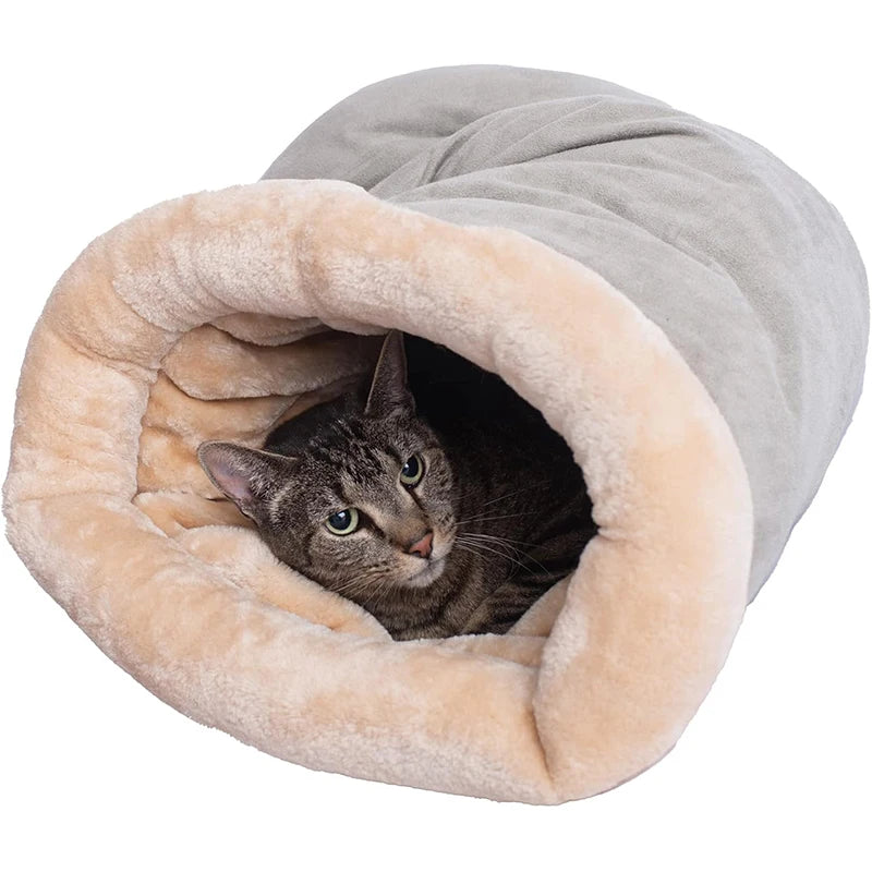 Sac de couchage chaud pour chat – Nid semi fermé lavable automne & hiver