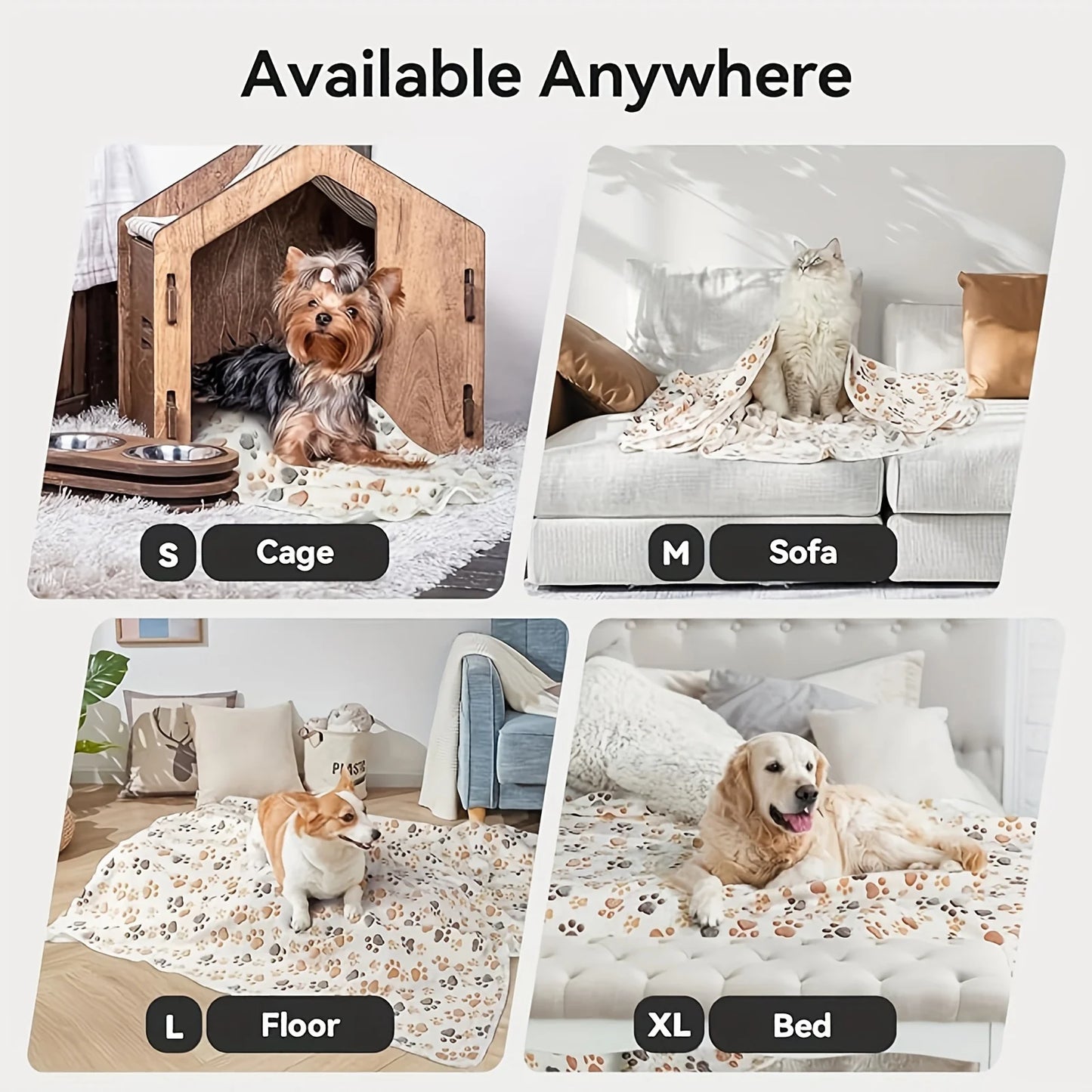 Couverture en flanelle douce pour chien & chat – Motif pattes mignon & chaud