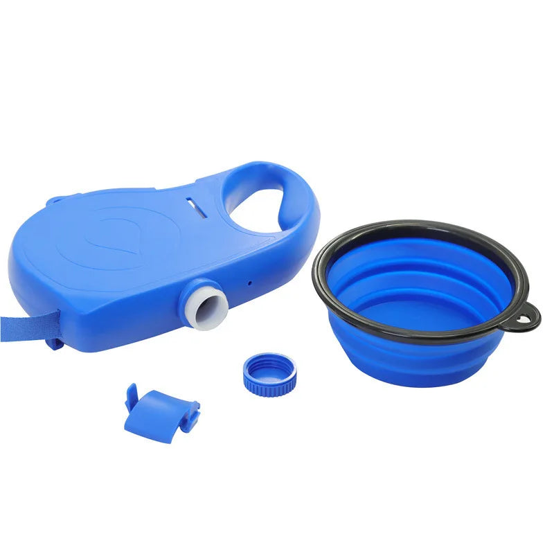 Laisse 3 en 1 rétractable pour chien – Avec bol & bouteille d’eau intégrés