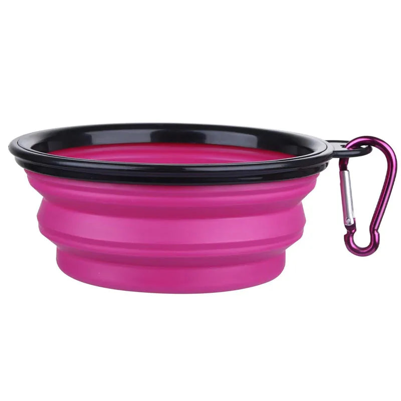 Bol pliable silicone 2 en 1 avec mousqueton