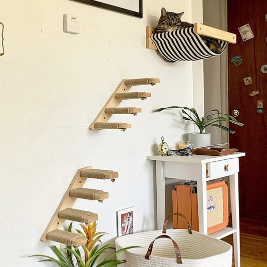 Accessoires muraux pour chat – Échelle, étagère, lit caché & poste à gratter