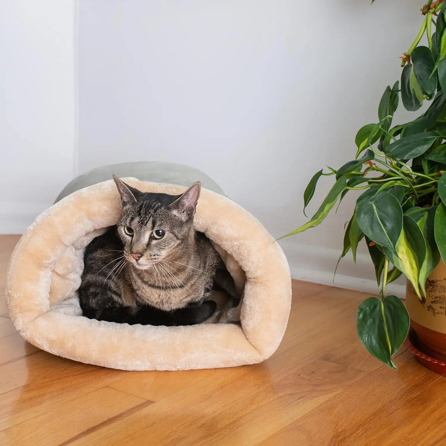 Sac de couchage chaud pour chat – Nid semi fermé lavable automne & hiver