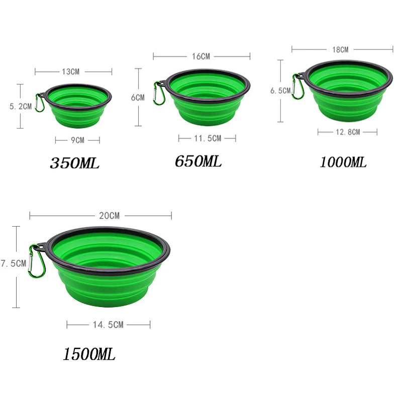 Bol pliable silicone 2 en 1 avec mousqueton
