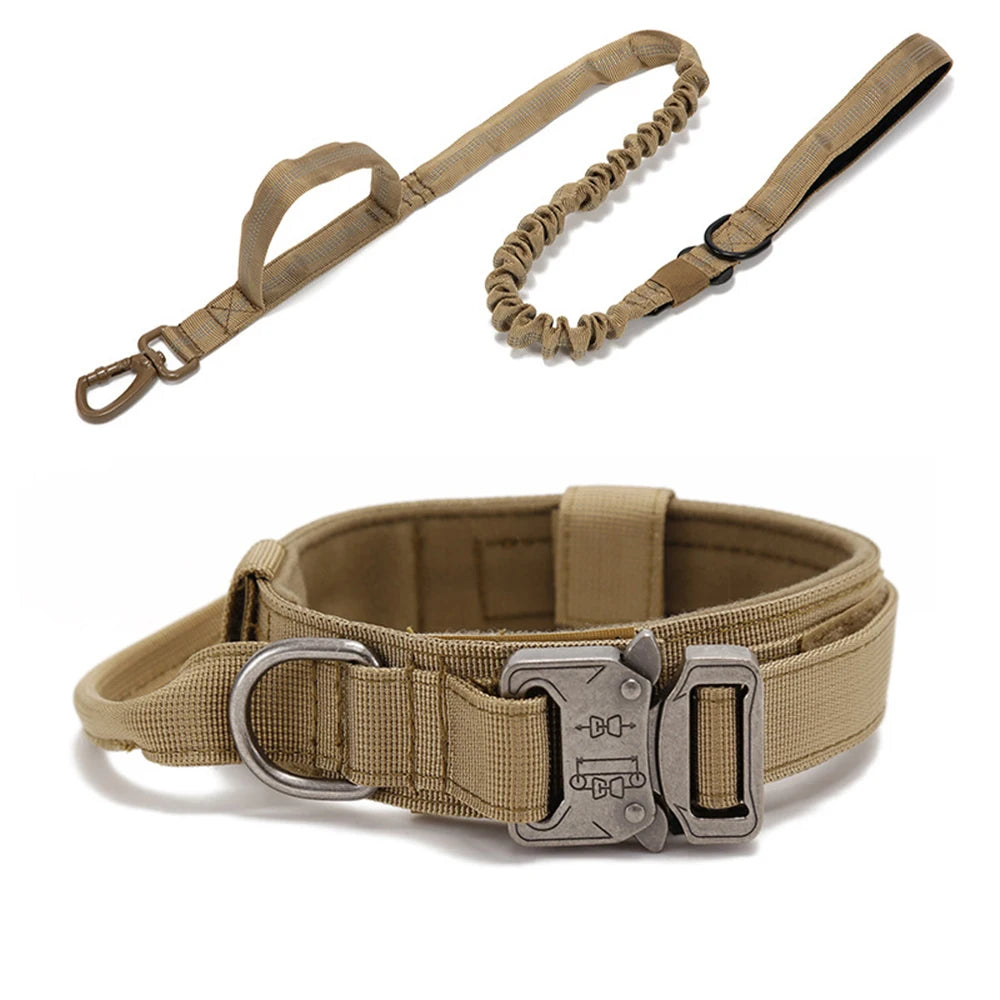 Ensemble collier & laisse en nylon pour chien – Réfléchissant, durable & tactique