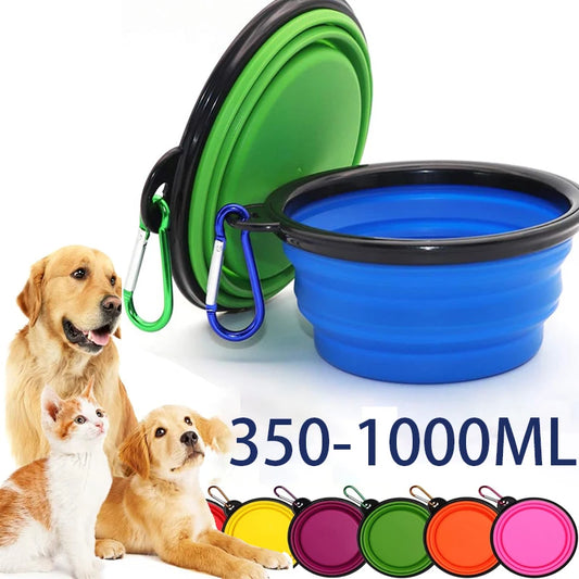 Bol pliable silicone 2 en 1 avec mousqueton