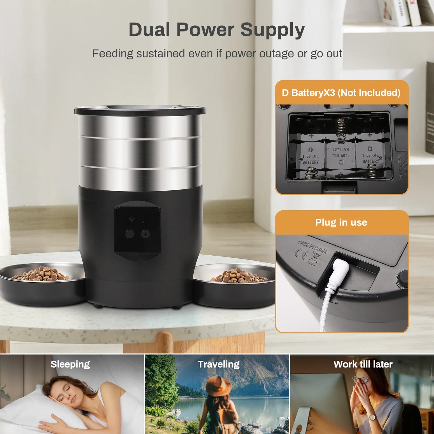 Mangeoire Wifi 4,5L Double Bol