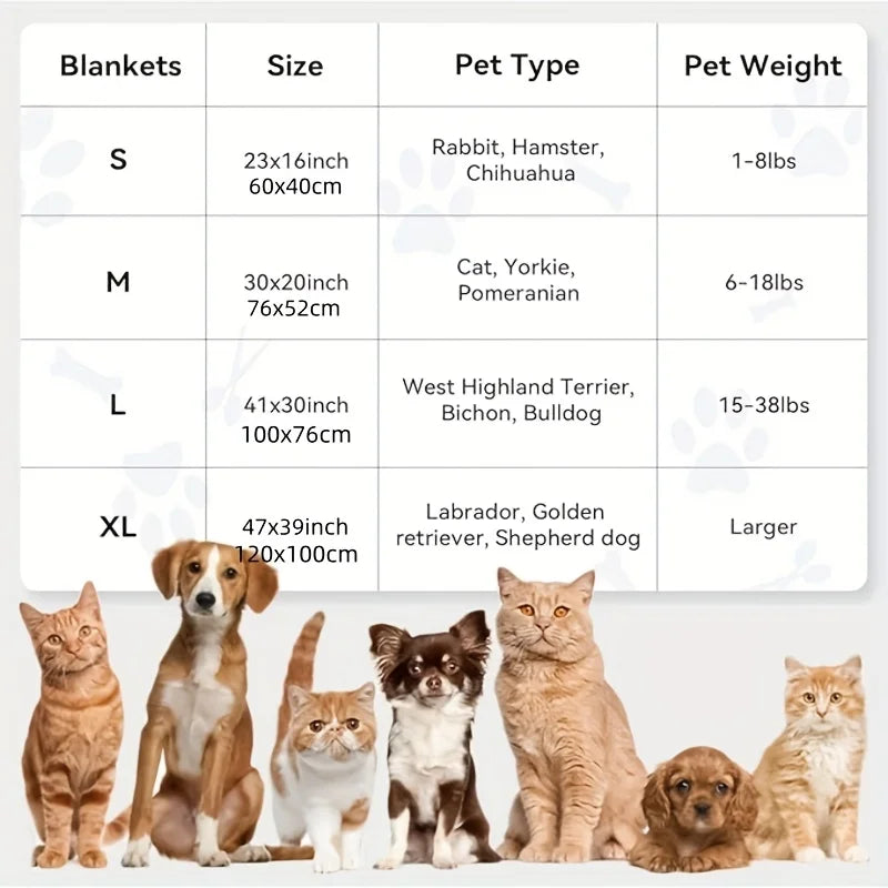 Couverture en flanelle douce pour chien & chat – Motif pattes mignon & chaud
