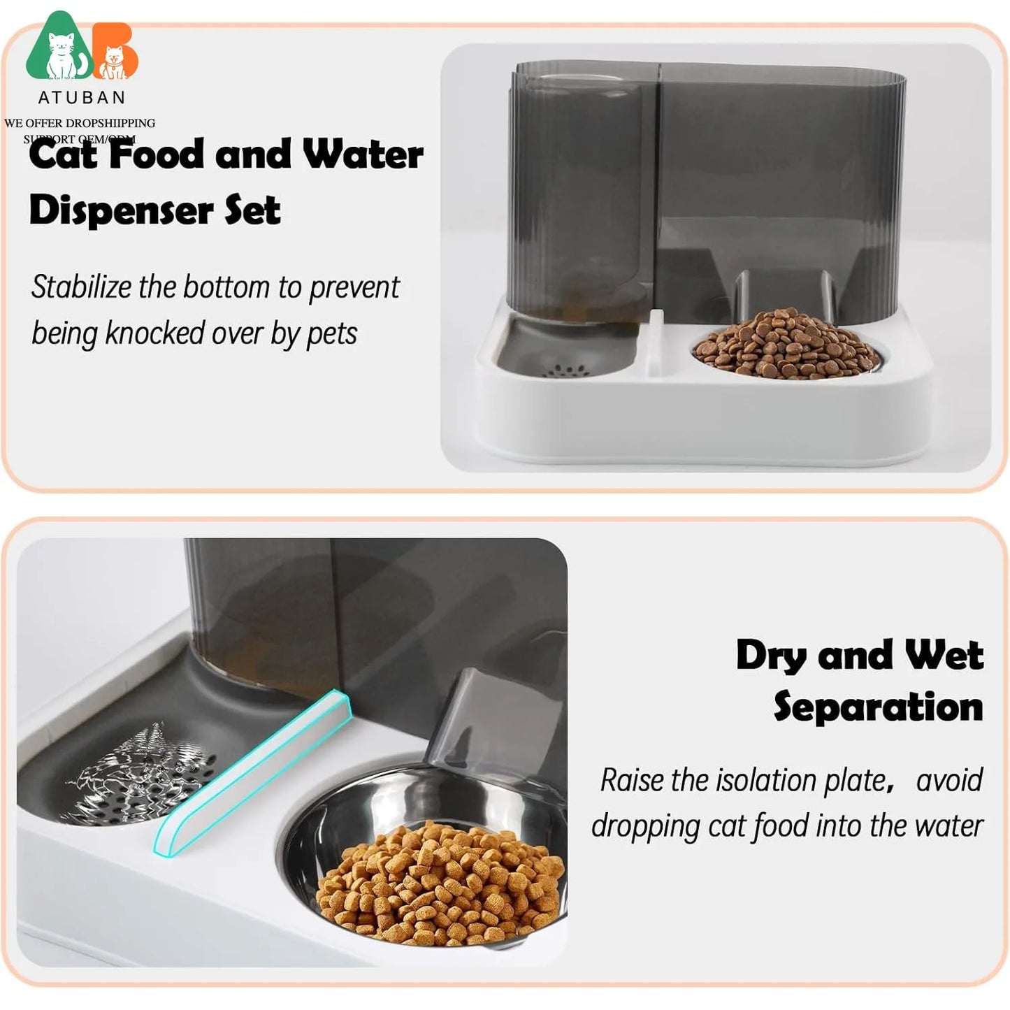 Système par gravité pour eau et croquettes