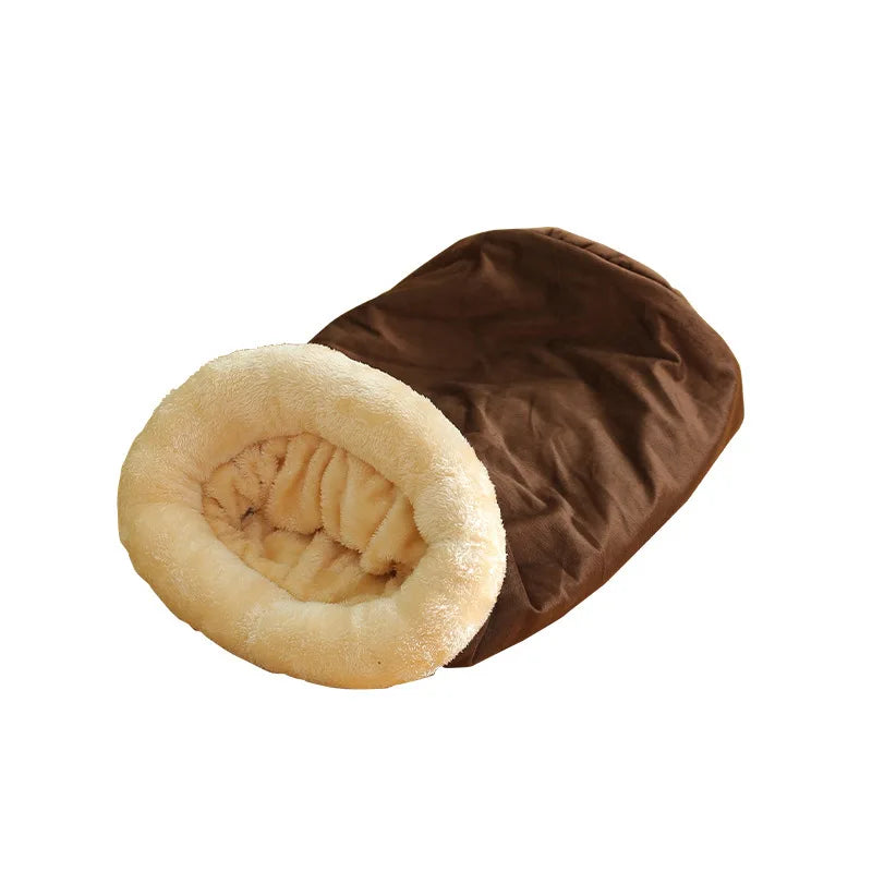 Sac de couchage chaud pour chat – Nid semi fermé lavable automne & hiver