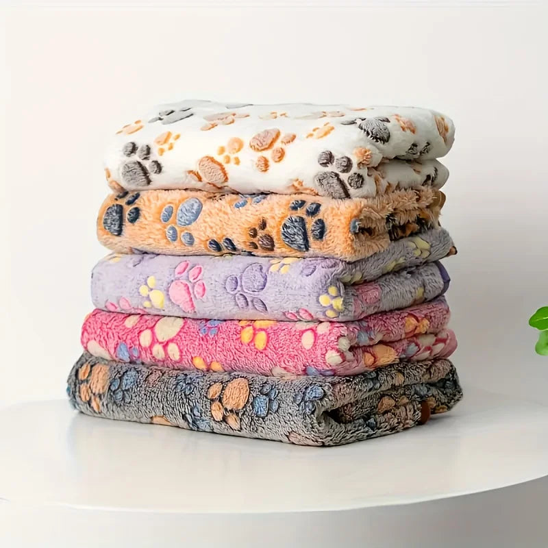 Couverture en flanelle douce pour chien & chat – Motif pattes mignon & chaud