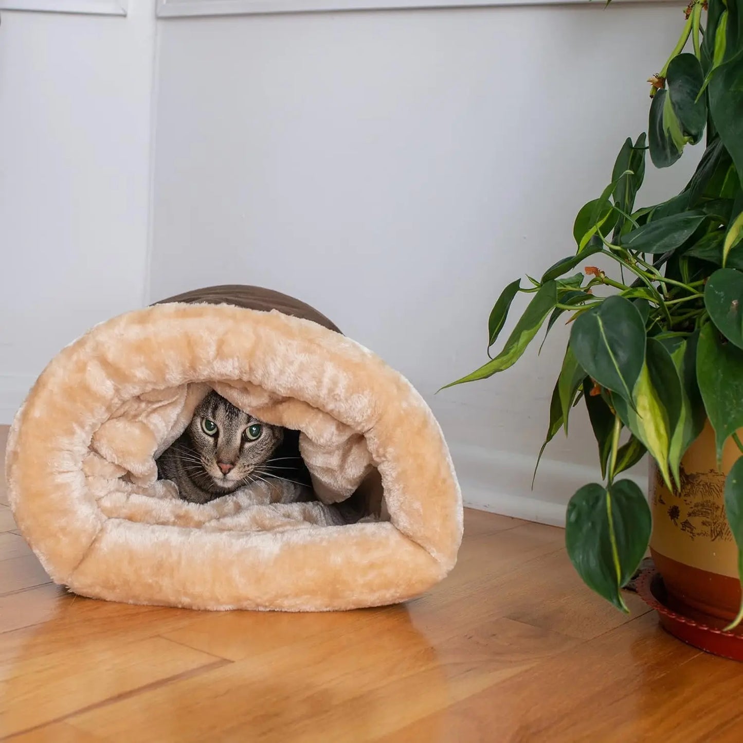 Sac de couchage chaud pour chat – Nid semi fermé lavable automne & hiver