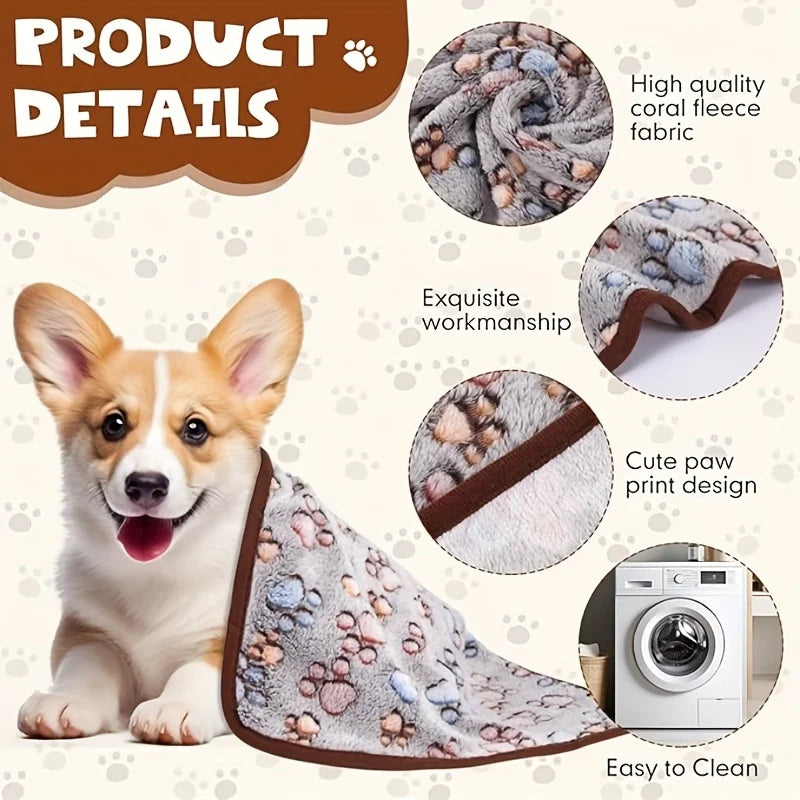 Couverture en flanelle douce pour chien & chat – Motif pattes mignon & chaud