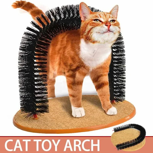 Arc de toilettage interactif pour chat – Brosse à friction & tampon à gratter