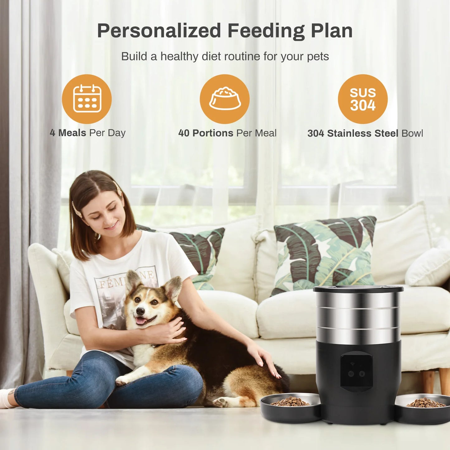 Mangeoire Wifi 4,5L Double Bol